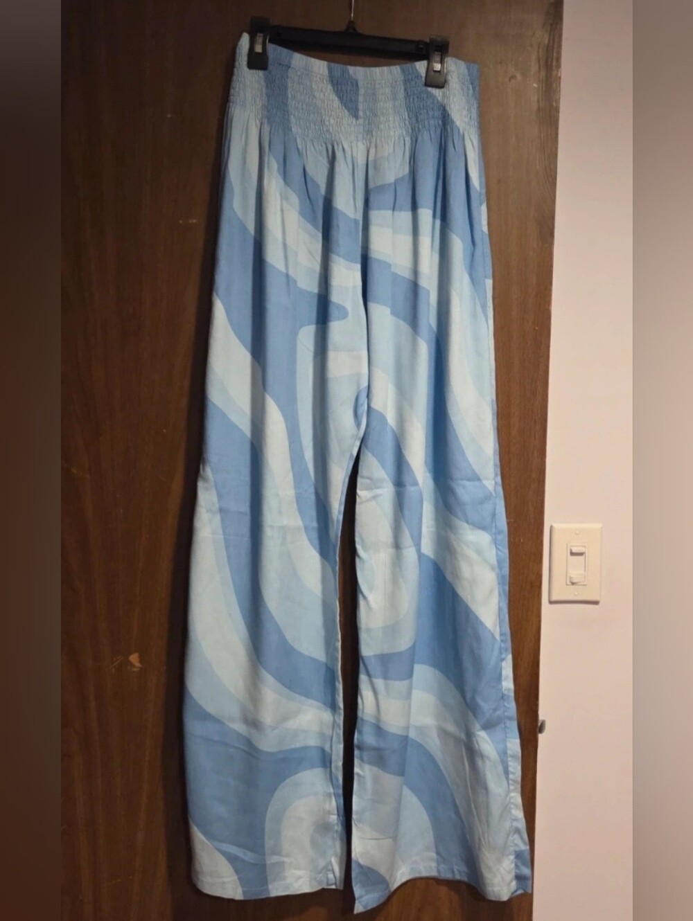 Light Blue Swirl Wide-Leg Pants By Lotus And Luna Sz S/M